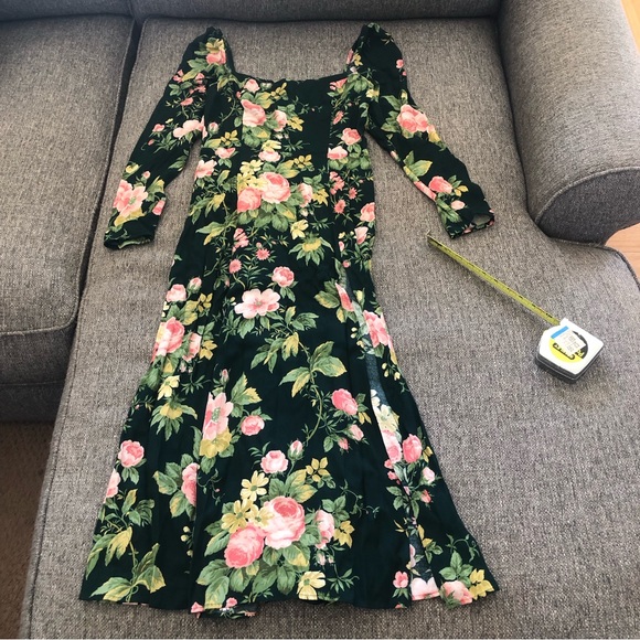 REFORMATION FOREST GREEN PINK FLORAL PRINT MIDI DRESS SUSTAINABLY MADE I… - Picture 12 of 13